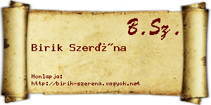 Birik Szeréna névjegykártya